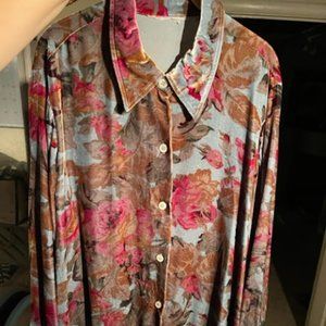 Orvis velvet button up womens shirt